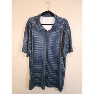 BCG Golf Men's Blue Tree Pattern Short Sleeve Collared Golf Polo Shirt Size 3XL‎